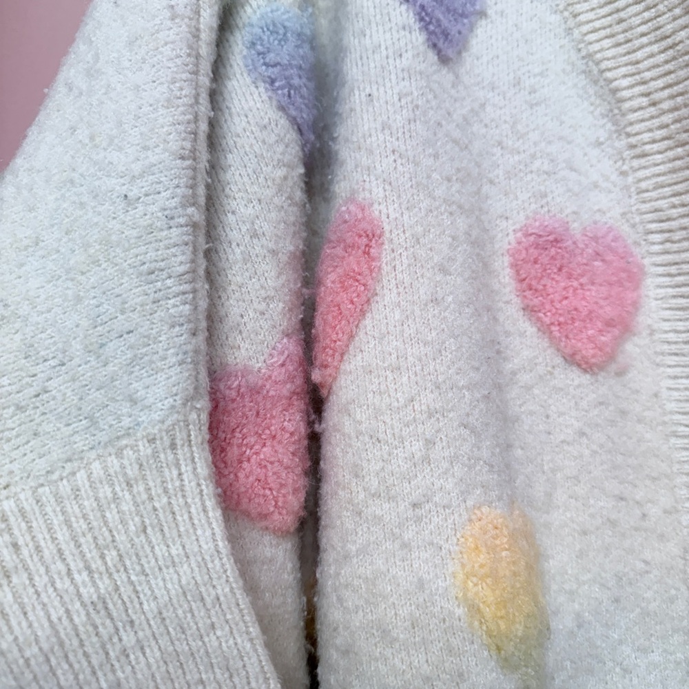 Look By M New York - Pastel Heart Ribbed Knit Cardigan - One Size - Picture 2 of 4